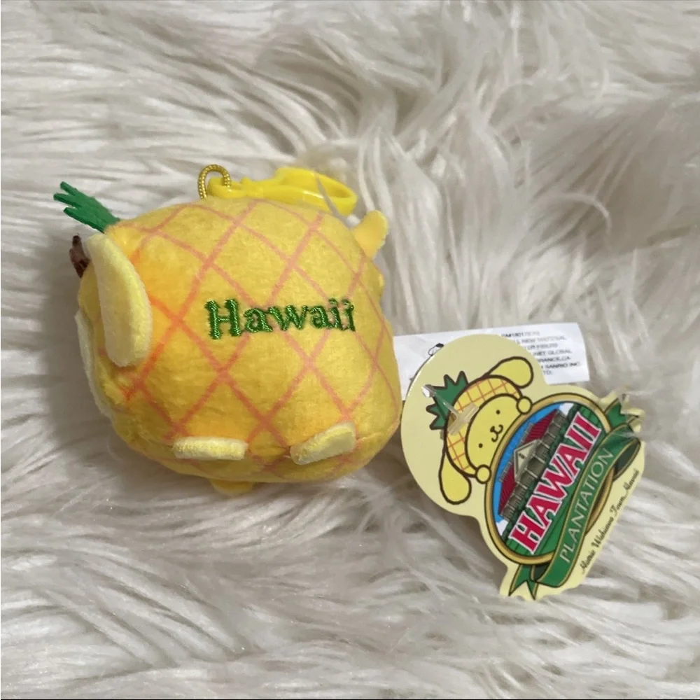 Pompompurin mini pole plantation pineapple 3” plush bag charm Hawaii sanrio